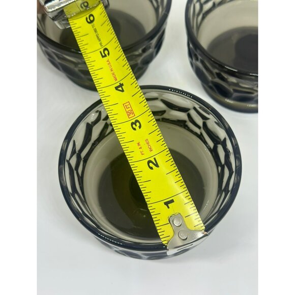 VTG Fostoria Pebble Beach Black Pearl Glass Sherbet Dish Set Footed MCM Retro 3 - Picture 8 of 8